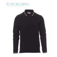 Polo de travail unisexe manches longues en coton - Aviazione Payper - col bord côtes tricolore, 100% coton, tailles XXS à 5XL_0