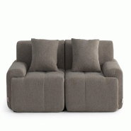 Canapé droit modulaire MILYSOFA SOFAMOUS 2 places Tissu chenille Brun cendré - MS-MOUS-2-AB