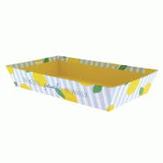 Corbeille carton rectangulaire "Bonheur" 33x20x6 cm - par 30