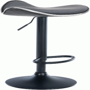 Décoshop26 - Tabouret de bar x1 assise ergonomique en PVC gris pied en trompette en métal noir 10_0005749 - gris métal 3000265198273