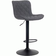 Décoshop26 - Tabouret de bar x1 coutures décoratives pied trompette hauteur réglable en métal noir assise en tissu noir 10_0004864 - noir 30002523 Décoshop26 - Tabouret de bar x1 coutures décoratives pied trompette hauteur réglable en métal noir assise en tissu noir 10_0004864 - noir 30002523