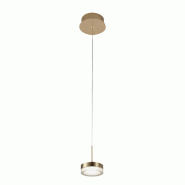 Dunk - Suspension simple en laiton satiné de Fabas Luce - LED 8W dimmable, design moderne - jaune 8019282539308