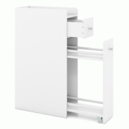 Helloshop26 - Armoire de rangement étroite pour salle de bain 40 x 18 x 70 cm tiroirs coulissants modernes en MDF blanc 20_0018971 - blanc Bois manuf