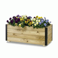 HORTALIA Jardinière Extérieure en Bois avec Renfort en Aluminium GHIO – Terrasse, Jardin ou Balcon – 90x40x40 cm - marron Bois manufacturé 700214-AL40