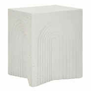 Mauro Ferretti Table Basse Arc Modern En Mgo Crème 40,5 X 40,5 X 50,5 Cm - Design Architectural Avec Reliefs Graphiques Et Caractère Du Matériau -