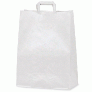 Sac kraft poignées plates blanc 43+15x45cm - par 50