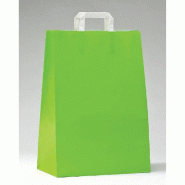 Sac kraft poignées plates vert anis 22x10x28cm - paquet de 50 - idéal pour petits articles et cadeaux