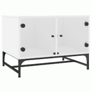VidaXL Table basse avec portes en verre blanc 68,5x50x50 cm Modèle Atlas Infinite Riviera - 836539