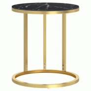 VidaXL Table d'appoint Doré et marbre noir 45 cm Verre trempé Modèle Orion Jardin - 331663XL
