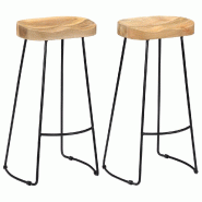 VidaXL Tabourets De Bar Gavin Lot De 2 Bois De Manguier Massif - 247838