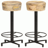 VidaXL Tabourets De Bar Lot De 2 66 Cm Bois De Manguier Massif - 321962