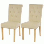 Décoshop26 - 2x chaises de salle à manger chesterfield synthétique crème pieds clairs design moderne et chic 04_0000320 - 3000252378985 Décoshop26 - 2x chaises de salle à manger chesterfield synthétique crème pieds clairs design moderne et chic 04_0000320 - 3000252378985