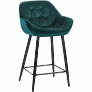 Décoshop26 - Tabouret de bar chaise haute x1 assise effet capitonnée en velours vert foncé et métal noir 10_0004886 - noir 3000252344515 Décoshop26 - Tabouret de bar chaise haute x1 assise effet capitonnée en velours vert foncé et métal noir 10_0004886 - noir 3000252344515
