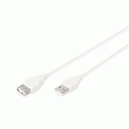 DIGITUS Câble d'extension USB-A, 1,8m, USB-A - USB-A, 1,8 m, beige - beige AK-300202-018-E_0