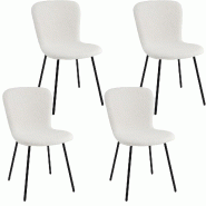 Ensemble de 4 chaises de salle à manger COSTWAY, chaises de cuisine rembourrées avec dossier, chaises rembourrées sans accoudoirs - beige métal VH
