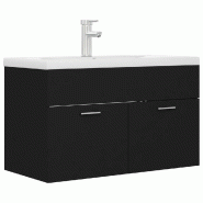 Helloshop26 - Armoire d'évier avec lavabo intégré moderne salle de bain 80 x 38,5 x 46 cm en aggloméré noir 02_0055084 - noir 3000238807065