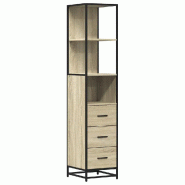 Helloshop26 - Armoire de salle de bain avec rangement design vintage 35 x 37,5 x 166 cm en bois d'ingénierie chêne sonoma 02_0049639 - métal 300023