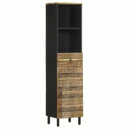 Helloshop26 - Armoire de salle de bain vintage rétro avec tiroir et étagère 38 x 33 x 160 cm en bois de manguier noir 02_0057841 - 3000240253881