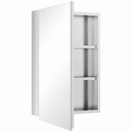 Helloshop26 - Armoire miroir murale salle de bain 39 x 12 x 60 cm gain de place 2 étagères contemporain en acier inoxydable argent 21_0001935 - verr