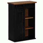 Helloshop26 - Armoire suspendue HALDEN porte coulissante 49 x 22,5 x 70 cm design moderne espace réduit en bois de pin noir 02_0057829 - noir métal