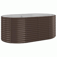 Helloshop26 - Lit surélevé de jardin ovale grand espace extérieur 175 x 100 x 68 cm en acier enduit de poudre marron 02_0046589 - marron acier 3000