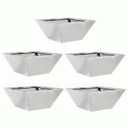 Helloshop26 - Lot de 5 cache-pots de jardin design moderne trapézoïdal extérieur 35 x 35 x 15 cm en acier galvanisé argent 02_0052365 - métal 300