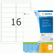 HERMA 1600 étiquettes blanches Premium, format 99,1 x 33,8 mm (100 feuilles A4 / cdt) - 4267