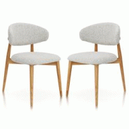 Kosmi Lot de 2 chaises Skandi en bois massif et assise en tissu chiné gris - 3760301697510 Kosmi Lot de 2 chaises Skandi en bois massif et assise en tissu chiné gris - 3760301697510