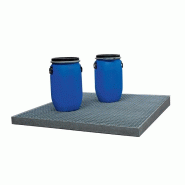 Plancher de rétention en acier galvanisé - Plateforme pour stockage de fûts ou bidons - 125 à 250 litres - Charge admissible 2000 kg/m² Plancher de rétention en acier galvanisé - Plateforme pour stockage de fûts ou bidons - 125 à 250 litres - Charge admissible 2000 kg/m²