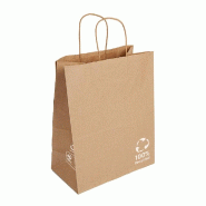 Sac 100% recyclé kraft brun poignées torsadées 26+14x32cm - par 250