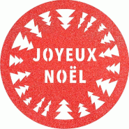 Sets de table paillettes premium rouge joyeux noel sapins dia 34cm par 6