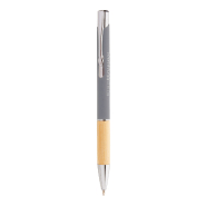 Stylo bille en aluminium - grip en bambou - finition caoutchoutée - gravure laser effet miroir - encre bleue Stylo bille en aluminium - grip en bambou - finition caoutchoutée - gravure laser effet miroir - encre bleue