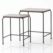 Tables gigognes métal et MDF 38,5x31x45,8 + 47x35x51.8cm - par 2