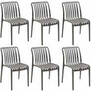 Tectake - Lot de 6 chaises de jardin Alcudia empilables, résistantes aux intempéries - gris anthracite, plastique polypropylène - 406189 Tectake - Lot de 6 chaises de jardin Alcudia empilables, résistantes aux intempéries - gris anthracite, plastique polypropylène - 406189