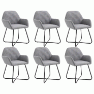 VidaXL Chaises à manger lot de 6 gris clair tissu Modèle Émeraude - 277095