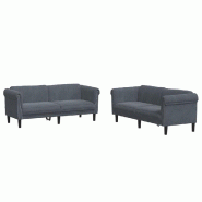 VidaXL Ensemble de canapés 2 pcs gris foncé velours Modèle Lervoria - 3209220