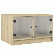 VidaXL Table basse avec portes en verre chêne sonoma 68x50x42 cm Modèle Atlas Infinite Flex - 836366