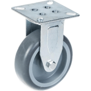 Roulette fixe de 75 mm en caoutchouc TPR gris sur roue centrale en polypropylène Roulette fixe de 75 mm en caoutchouc TPR gris sur roue centrale en polypropylène