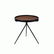 AQA Design Table basse PIN en métal noir et mdf noyer foncé L.51,5 P.51,5 H.52 MP02214 - marron métal MP02214