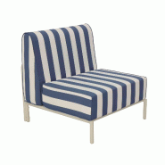 Chauffeuse rayé pour salon de jardin modulable en tissu bleu pacific - bleu aluminium 114801