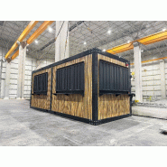 Conteneur de vente modèle IMBISS HOLZ - Isolation thermique - 14.4m² - 3 trappes de vente