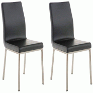 Décoshop26 - Lot de 2 chaises de salle à manger style épuré en PVC noir et acier inoxydable 10_0007403 - noir inox 3000266091924