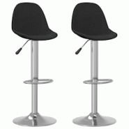 Décoshop26 - Lot de 2 tabourets de bar chaises hautes en tissu noir base en acier chromé DEC029819 - noir 3000257575112