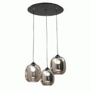 Fabas Luce Suspension Infinity En Métal Et Verre Soufflé Fumé, Ø580 Mm, Douille E27, Classe 1, Ip20, Design Moderne Et Élégant Pour Les Intérie