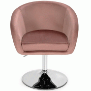 Helloshop26 - Chaise de bar pivotante réglable 72 à 86 cm confort d'assise ergonomique ambiance moderne en velours rose 20_0011268 - rose métal 300