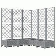 Helloshop26 - Jardinière bac lit surélevé plantes fleurs terrasse jardin avec treillis clair 120 x 120 x 121,5 cm PP gris 02_0038340 - 3000214177625 Helloshop26 - Jardinière bac lit surélevé plantes fleurs terrasse jardin avec treillis clair 120 x 120 x 121,5 cm PP gris 02_0038340 - 3000214177625