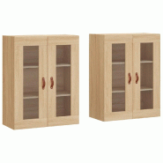Helloshop26 - Lot de 2 armoires murales en bois d'ingénierie 69,5 x 34 x 90 cm rangement élégant style contemporain en chêne sonoma 02_0055412 - v