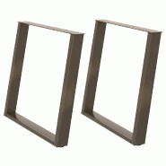 Helloshop26 - Lot de 2 pieds de table à manger U design moderne ajustables 90 x 73 cm en acier thermolaqué naturel 02_0057083 - acier 3000239850909