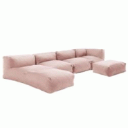 Oviala Business Salon de jardin modulable 5 places rose poudré - rose polyester 115042