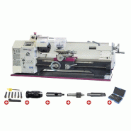 Tour à métaux d'établi hauteur des pointes 125 mm entre-pointes 550 mm alésage 21 mm 1,1 kW 230V avec accessoires Optiturn TU2406V PACK 230V